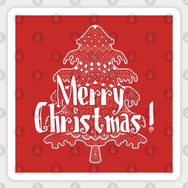 Merry Christmas - Tree Magnet by MarinasingerDesigns